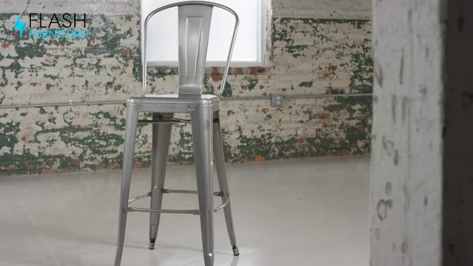 Flash Furniture 30'' High Clear Coated Indoor Barstool with Back, 2 of 12, play video