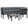 vidaXL 5 Piece Patio Lounge Set Black and Gray Poly Rattan - 3 of 4