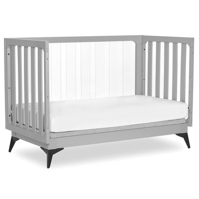 Pebble Grey Acrylic 4-in-1 Convertible Crib with Adjustable Mattress