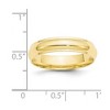 Black Bow Jewelry 2.5mm to 6mm 10K Yellow Gold Half Round Ridged Edge Standard Fit Band - 3 of 4