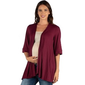 Maternity Open Front Elbow Length Sleeve Cardigan - 24seven Comfort Apparel™ - 1 of 3