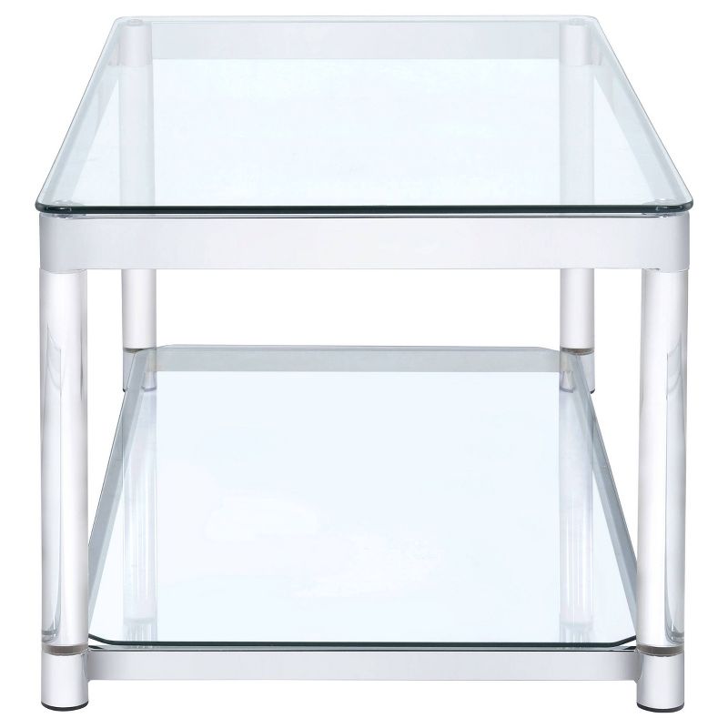 Anne Acrylic Coffee Table with Glass Top and Shelf Chrome - Coaster, 5 of 6