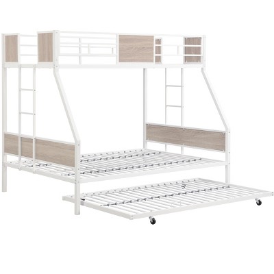 NicBex Twin Over Full Bunk Bed with Full-Length Guardrail and Trundle,Loft Bed with 2-Side Ladder,Modern Bunk Beds,Bunk Beds for Bedroom