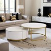 Modern Round Nesting Coffee Table Fluted with Drawer in 31.5'' - Leovsnove - 2 of 4