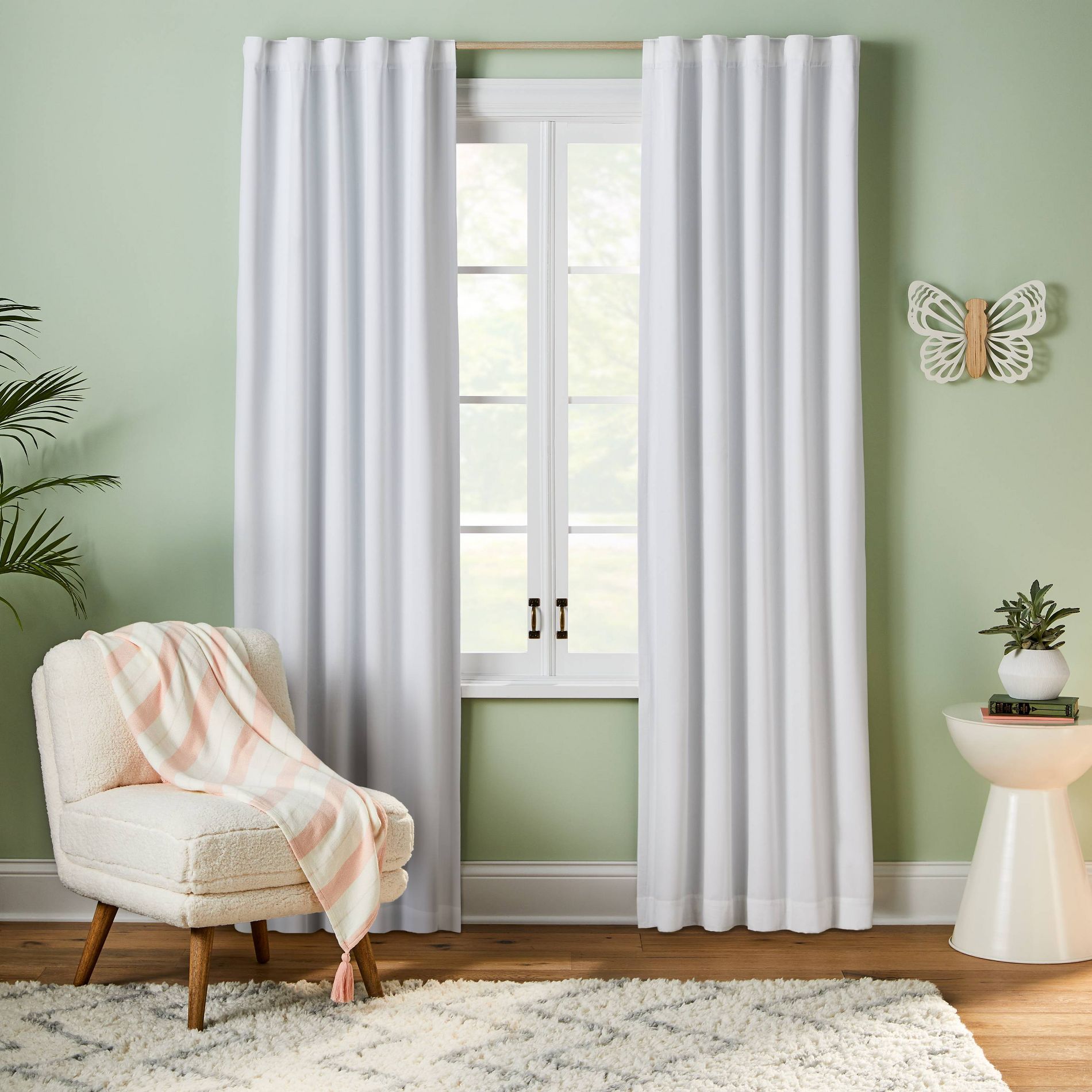 42"W x 84"L Twill Solid Kids' Blackout Window Curtain Panel White - Pillowfort™