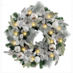 Snow-Covered Multicolored Pine Needle PVC Mixed Front Door Fireplace Christmas Wreath Vine Decoration - 1 of 1