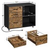 Yaheetech 3-Drawer Vintage File Cabinet with Socket and USB Charging Port Black/Rustic Brown - 3 of 4