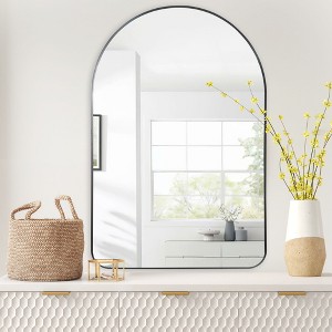 Wooakway Arch Metal Bathroom/Vanity Mirror Decorative Wall Mirror for Living Room Bathroom Bedroom Entryway Black/Gold/Silver - 1 of 4