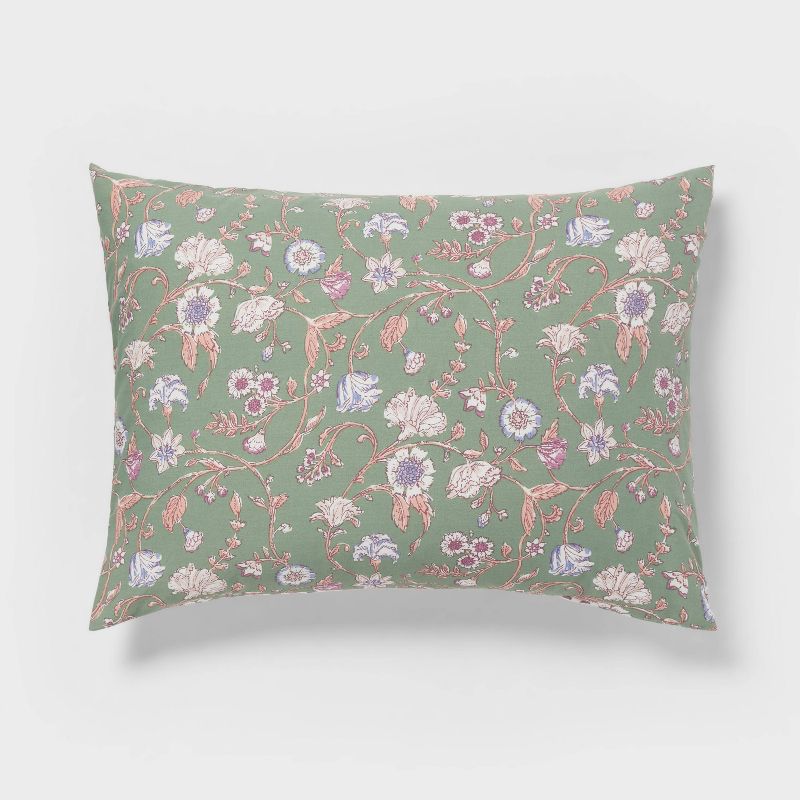 Boho Reversible Printed Comforter & Sham Set Green Floral - Threshold™, 5 of 7