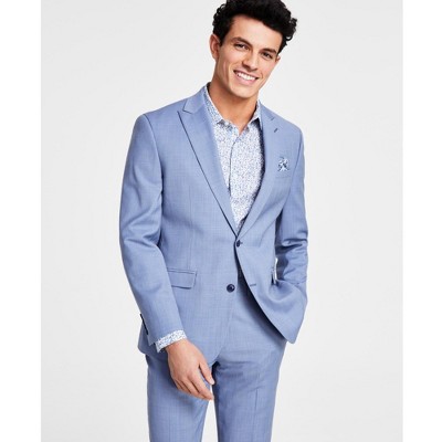 bar III Mens Slim-Fit Wool Sharkskin Two Button Blazer Jacket
