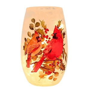 Stony Creek 5.25 In Cardinal Christmas Pre-Lit Small Vase Christmas Lighted Glass Accent , Christmas Decor Christmas Red Birds (1PC) - 1 of 4