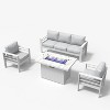 LayinSun Aluminum Furniture Set with Fire Pit Table, 4 Pieces Patio Sectional Conversation Chat Sofa Modern Seating Set - 2 of 4