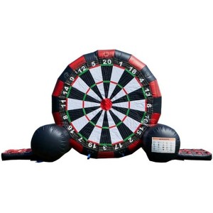 JumpOrange 10’ Multi Game Inflatable Commercial Grade Outdoor Soccer Kick Dart Game with Air Blower Included. - 1 of 4