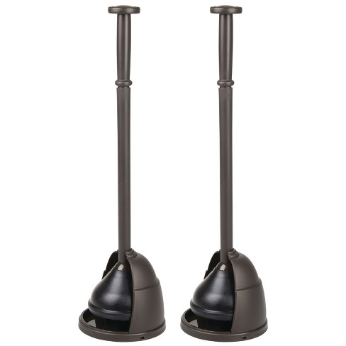 Dark Brown mDesign Toilet Bowl Plunger Set with Drip Tray Compact Storage 