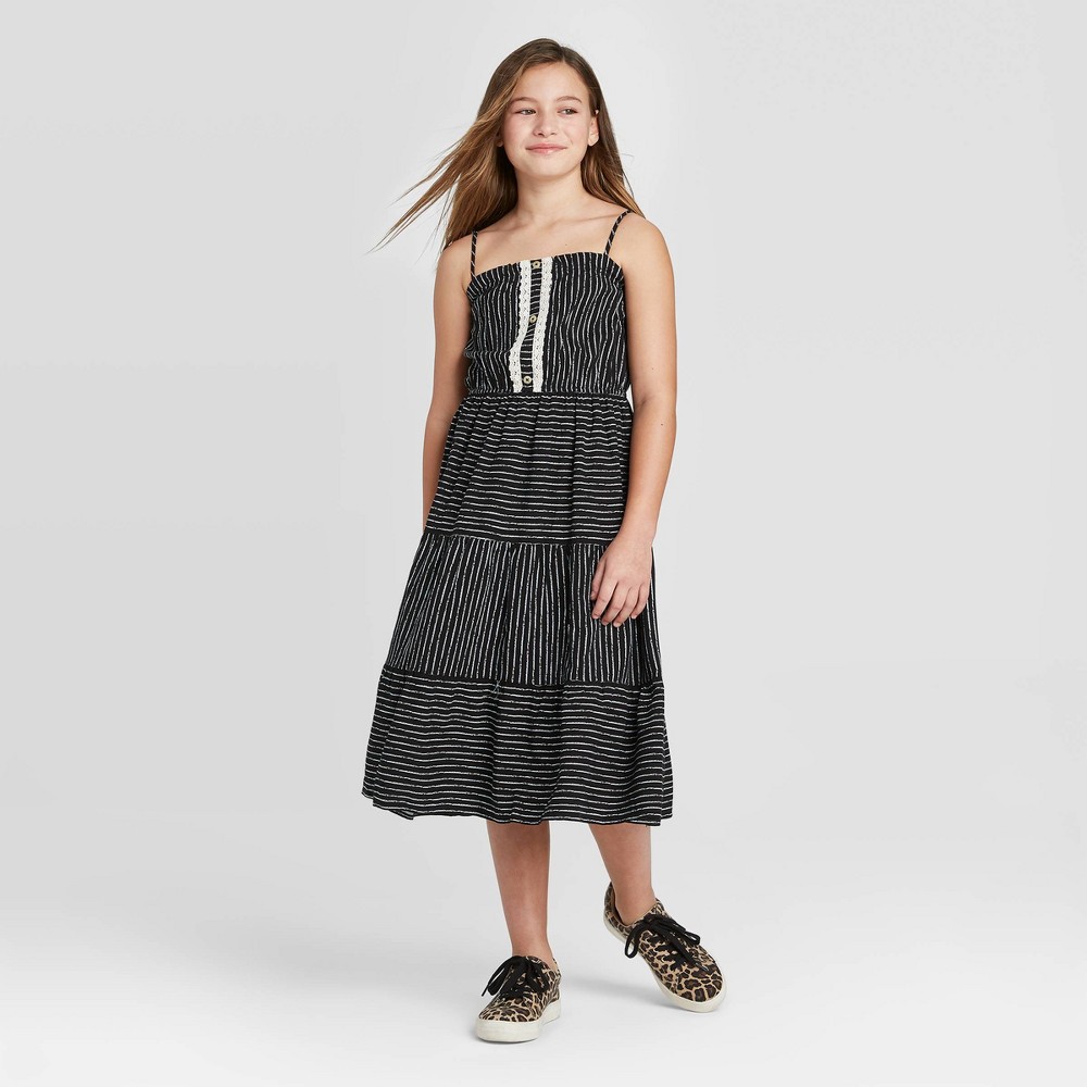 Girls' Crochet Button-Front Tier Maxi Dress - art class S, Girl's, Size: Small, MultiColored was $19.99 now $7.99 (60.0% off)