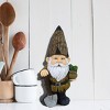 16" Magnesium Oxide Indoor/Outdoor Garden Gnome with Shovel and Plant Statue Brown - Alpine Corporation - 2 of 4