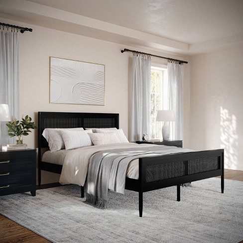 Martha Stewart Queen Jax Solid Wood Platform Bed Black - image 1 of 4