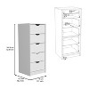 42"H 5-Drawer Slim Storage Dresser Chest of Drawers White Bedroom Cabinet - 3 of 4