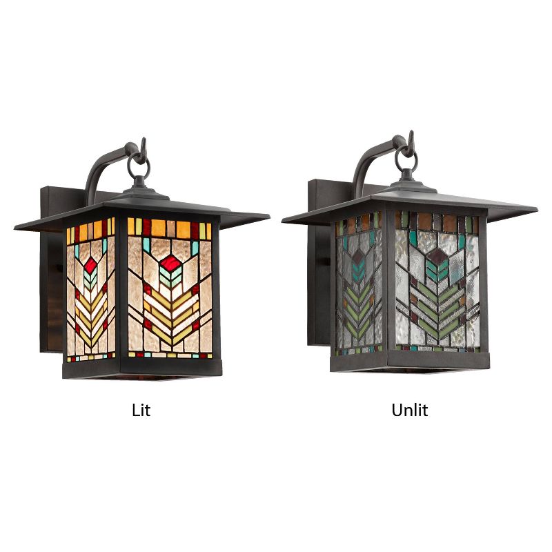 11.75&#34; 1-Light Mission Style Outdoor Wall Lantern Sconce Oil Rubbed Bronze - River of Goods, 5 of 10