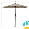 Costway 9Ft Solar LED Market Umbrella Aluminum Crank Tilt 16 Strip Lights - 3 of 4