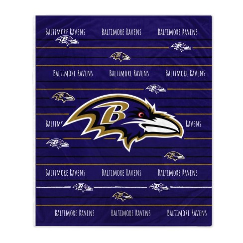 Nfl Baltimore Ravens Logo Stripe Flannel Fleece Throw Blanket : Target