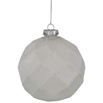 Northlight 4ct Glittered White Christmas Glass Ball Ornaments 3.75" (95mm)