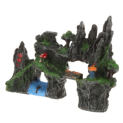 Unique Bargains Aquarium Terrariums Mountain for Fish Tank Landscape Decoration Green Gray 5.91" 1pcs