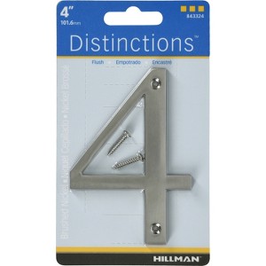 Hillman Distinctions 4 in. Silver Zinc Die-Cast Screw-On Number 4 1 pc (Case of 3) - 1 of 1