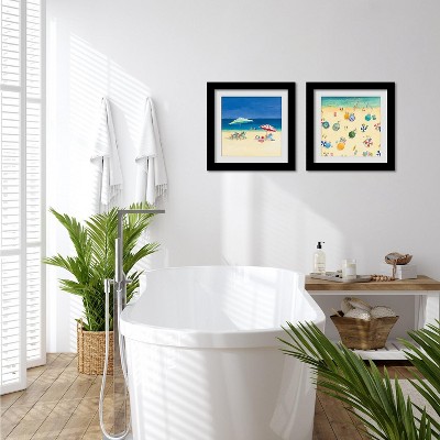 Americanflat Day At The Beach - Set of 2 Framed Prints by Wild Apple