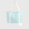 Anna-Kaci Women's Striped Canvas Tote Bag - Large Capacity Beach and Shopping Shoulder Bag - Green - 2 of 4