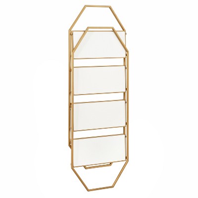 Adella White and Gold Floating Wall Shelf, 41" x 18.3"