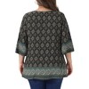 Women's Plus Size Bohe Floral Print V Neck 3/4 Sleeve Dressy Casual Work Tunic Blouses - Agnes Orinda - 4 of 4