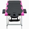 vidaXL 3-Zone Foldable Massage Table Aluminum Black and Pink - 2 of 4