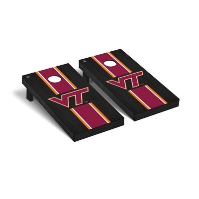 NCAA Virginia Tech Hokies Premium Cornhole Board Onyx Stained Stripe Version
