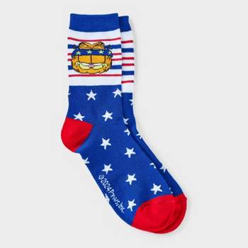 Women's Garfield Americana Crew Socks - Red/Blue/White 4-10