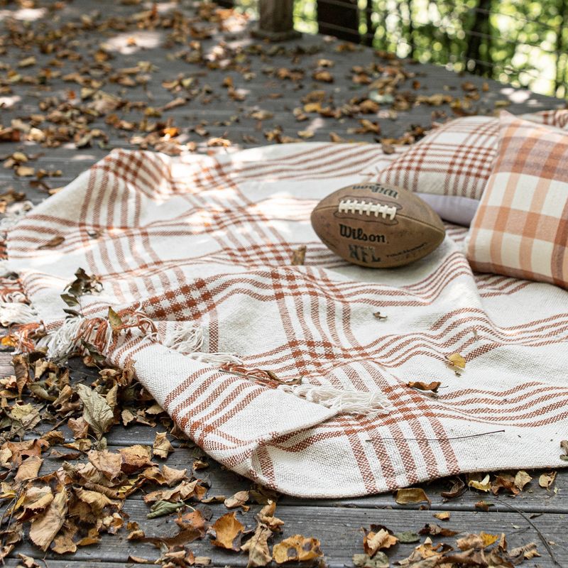 Plaid Outdoor Picnic Blanket Rust Polyester by Foreside Home & Garden, 3 of 8
