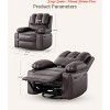 Large Leather Manual Recliner Chair w/Comfortable Arms and Built-in Cup Holders, Spacious 21.2 Inch Seat Width - 3 of 4