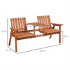SKRAN Patio Bench, Garden Bench with Middle Table and Umbrella Hole, Wooden Outdoor Bench for Patio, Porch, Poolside, Balcony, Orange - 3 of 4