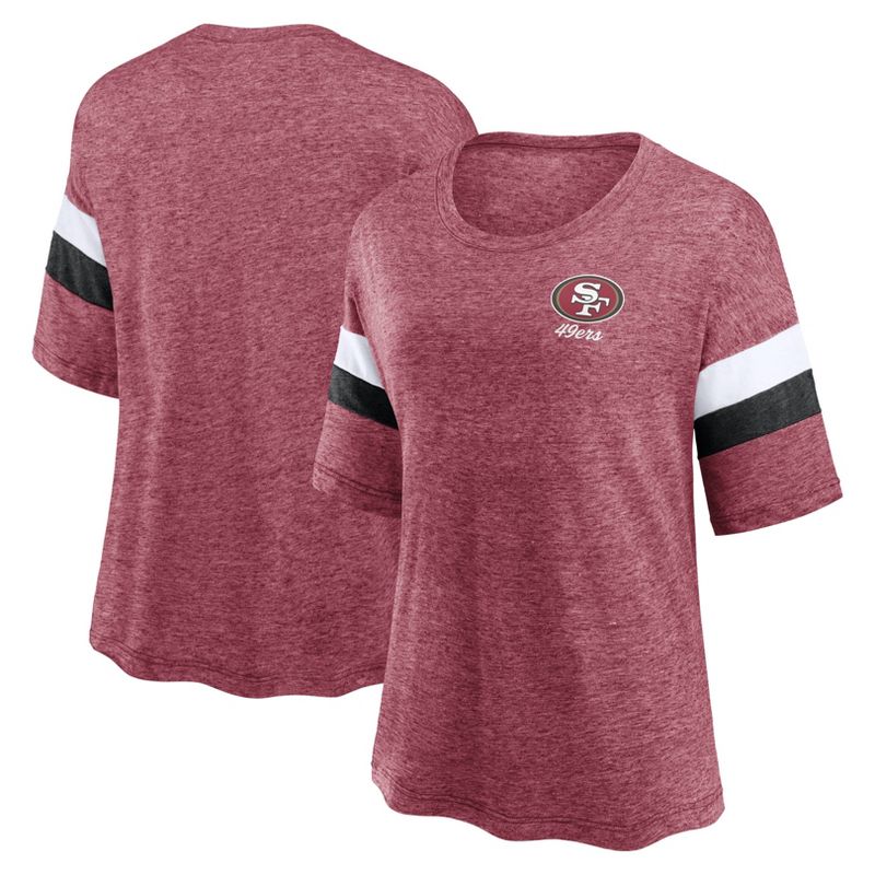 NFL San Francisco 49ers Women&#39;s Weak Side Blitz Marled Left Chest Short Sleeve T-Shirt, 1 of 4