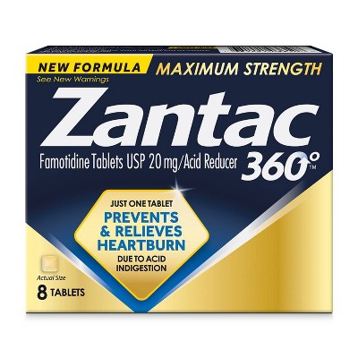 Zantac 360 Maximum Strength Heartburn Prevention and Relief Tablets - 8ct