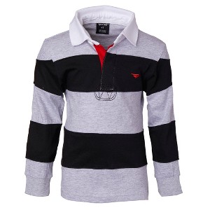 Sportoli Boys Cotton Striped Long Sleeve Polo Rugby Shirt - 1 of 3