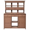 PAGED 65.7" Garden Potting Bench Table with Hutch, Patio Storage Workstation with 3 Shelves, 6 Drawers, 2 Bottom Cabinets for Mudroom, Brown - 3 of 4