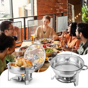 MilleLoom Chafing Dish Buffet Set , 5QT Food Servers and Warmers Stainless Steel Round Chafing Dishes with Glass Lid & Lid Holder for Parties - 1 of 4
