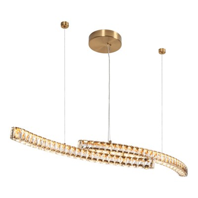 LNC Vaquita 2-Lights 51.2" Modern  Luxury Geometric Crystal Integrated LED Kitchen Island  Lights, Gold