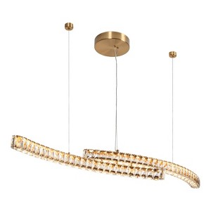 LNC Metorcalipia Luxury and Glam Empire/Geometric Integrated LED Crystal Chandelier, Polished Gold,23.6in/30in/34.6in/51.2in - 1 of 4