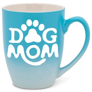 Elanze Designs Dog Mom Two Toned Ombre Matte Pale Blue and White 12 ounce Ceramic Stoneware Coffee Cup Mug - 1 of 4