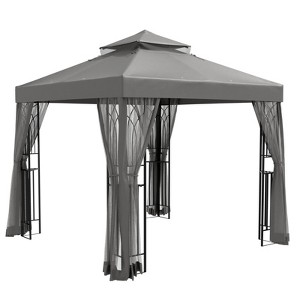 EAGLE PEAK 8'x8'Double Roof Outdoor Patio Gazebo with Mesh Netting - 1 of 4