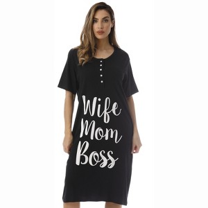 Just Love Womens Nightgown - Short Sleeve Henley Oversized Sleepwear Gown - 1 of 3