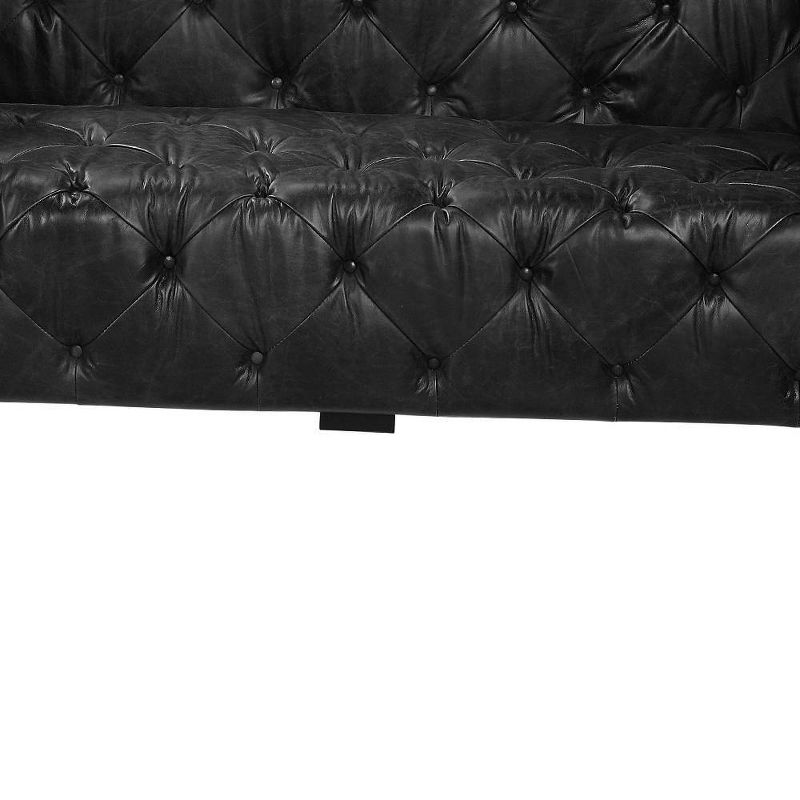 94.5&#34; Brancaster Sofa Black Top Grain Leather and Aluminum - Acme Furniture, 3 of 9