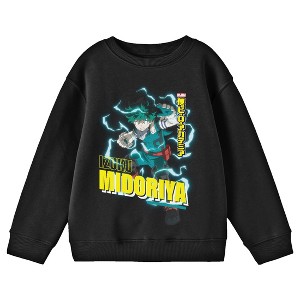 My Hero Academia Izuku Midoriya Crew Neck Long Sleeve Youth Black Sweatshirt - 1 of 2